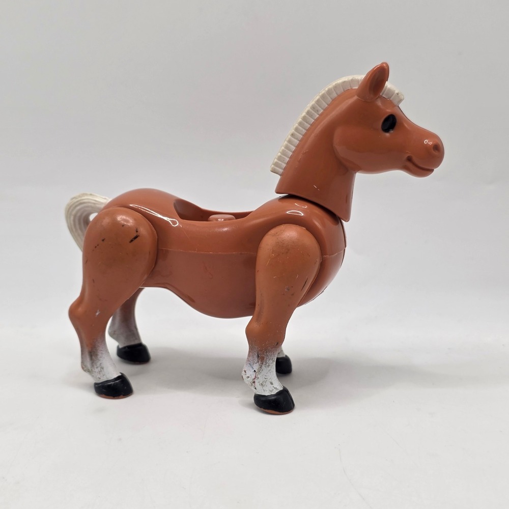 Playskool Playmates Horse Vintage Brown White Articulated Figure Retro 80s Toy